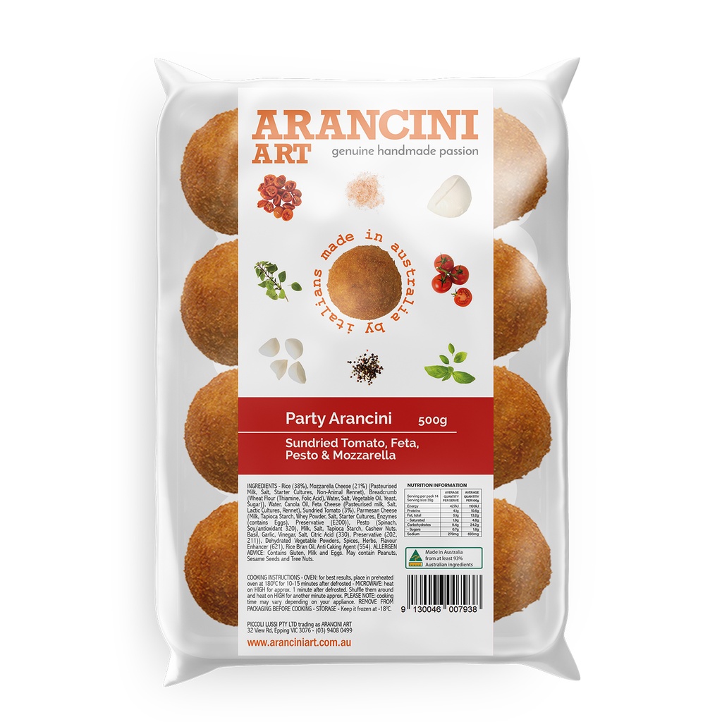 Arancini Art- Sundried Tomato, Pesto & Fetta 12 x 500g*
