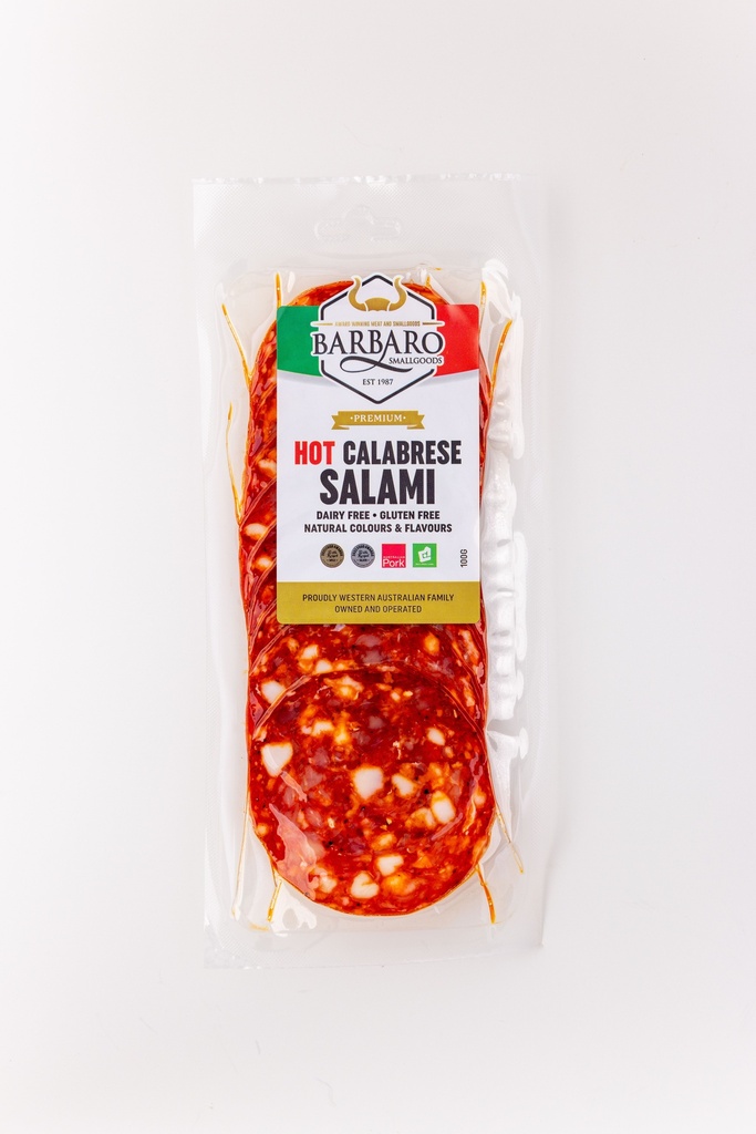 Barbaro Retail Salami Calabrese Hot Sliced 12 x 100g