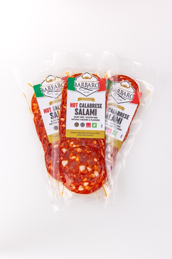 Barbaro Retail Salami Calabrese Hot Sliced 12 x 100g