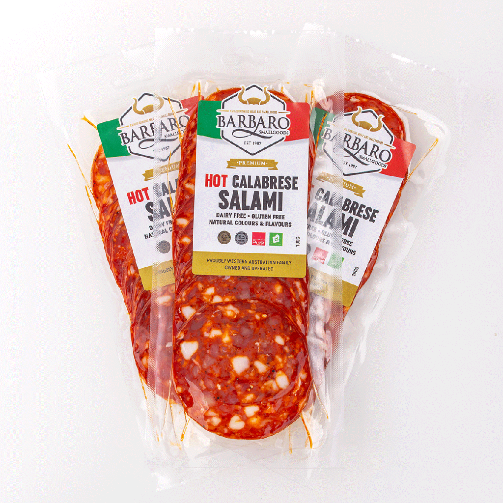 Barbaro Retail Salami Calabrese Hot Sliced 12 x 100g