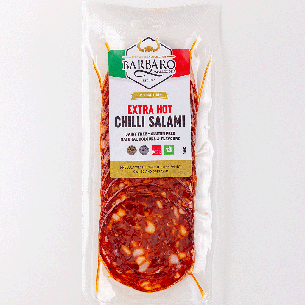 barbaro RETAIL salami chilli sliced 12 x 100g [B]