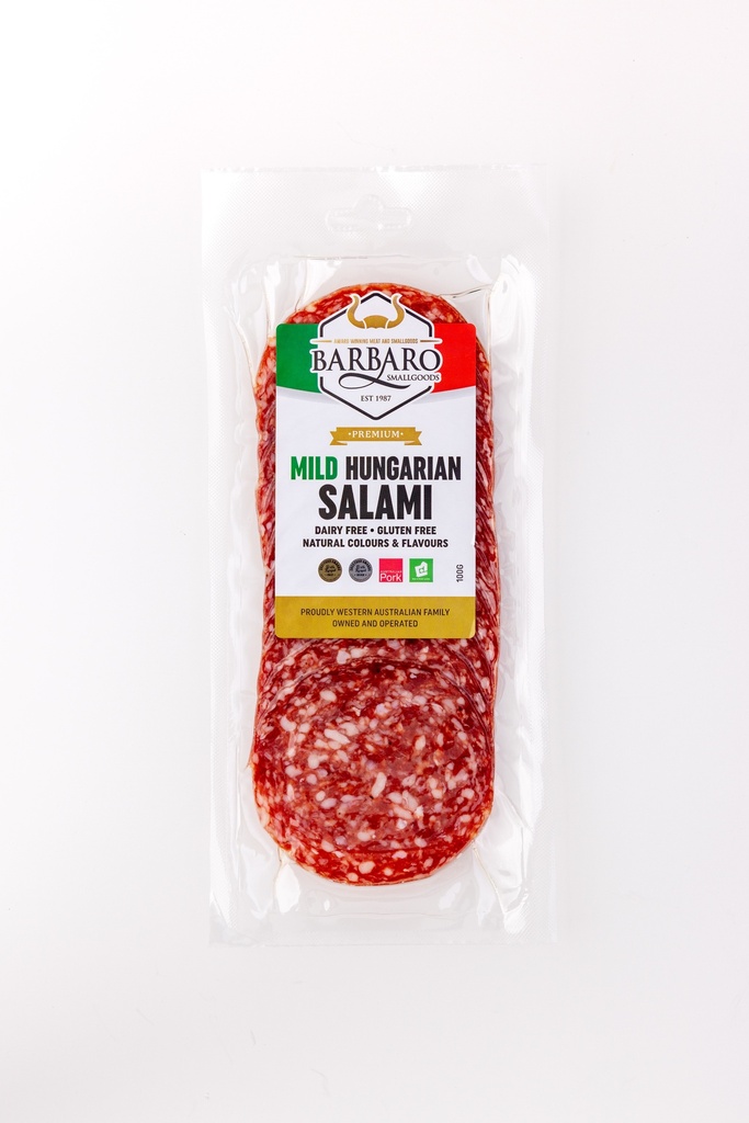 Barbaro Retail Salami Hungarian Mild Sliced 12 x 100g