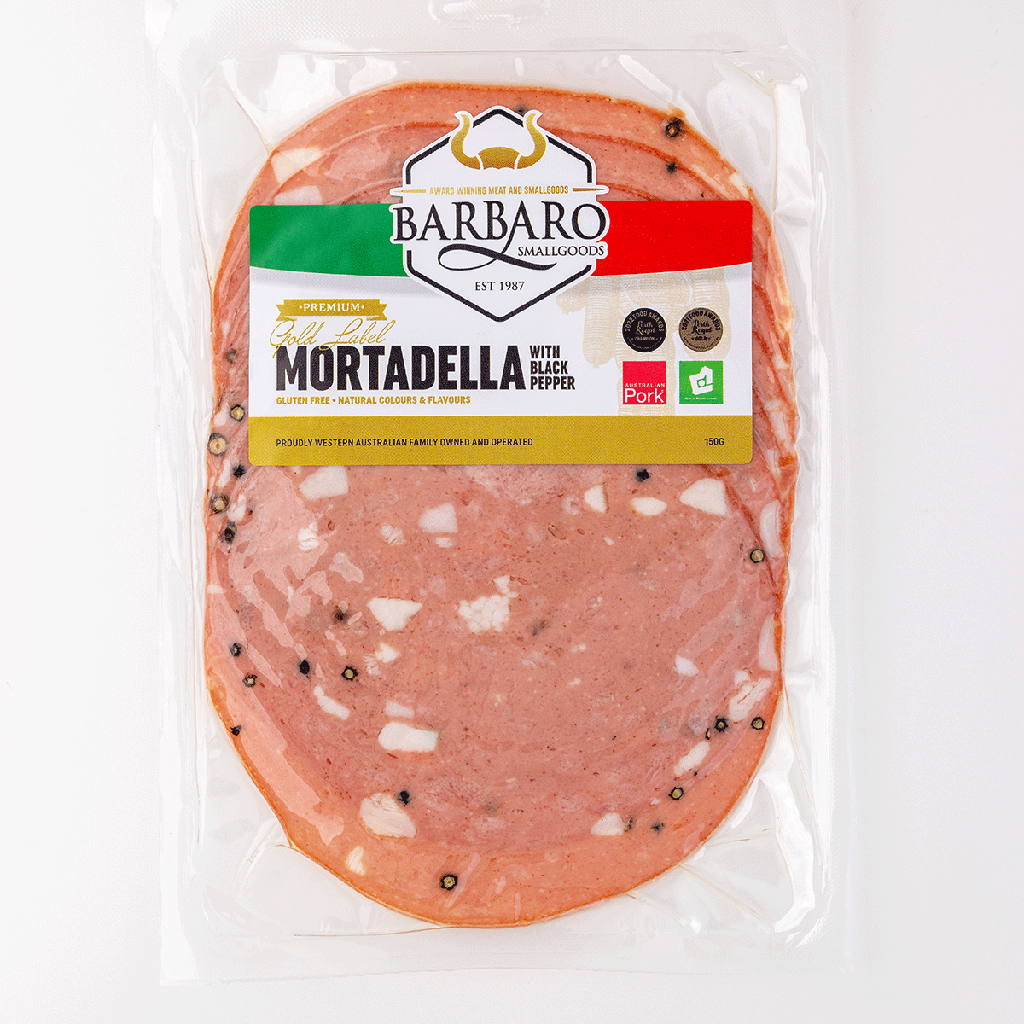 Barbaro Retail Mortadella Pepper Sliced 12 x 150g