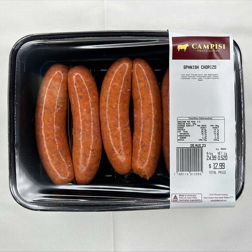 Campisi- Retail Sausages Spanish Chorizo r/w 500gm