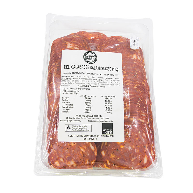 fabbris salami calabrese sliced 1kg [U]