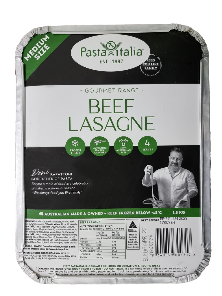 Pasta Italia- Froz Lasagne Beef 4 x 1.3kg*