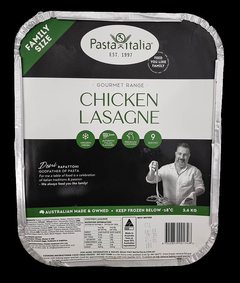 Pasta Italia- Froz Lasagne Chicken 4 x 2.6kg*