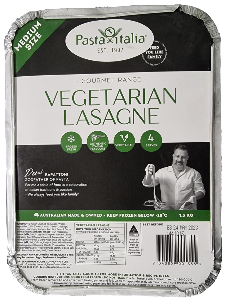 Pasta Italia- Froz Lasagne Vegetarian 4 x 1.3kg*