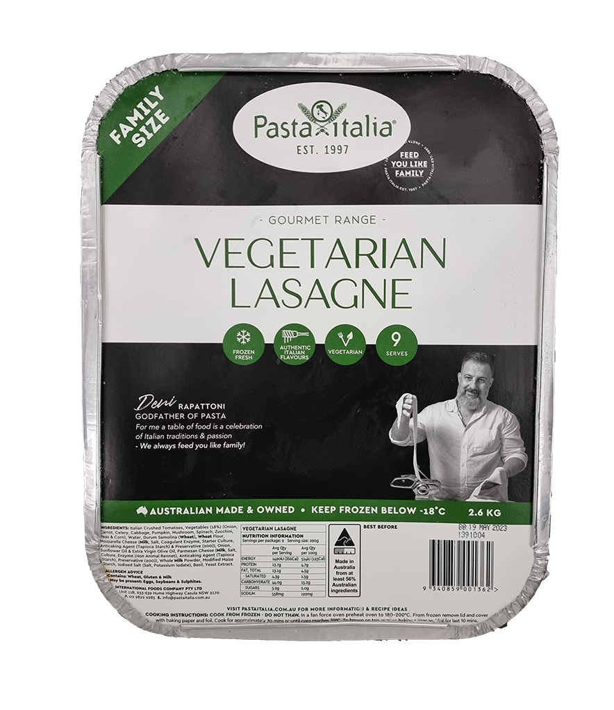 Pasta Italia- Froz Lasagne Vegetarian 4 x 2.6kg*