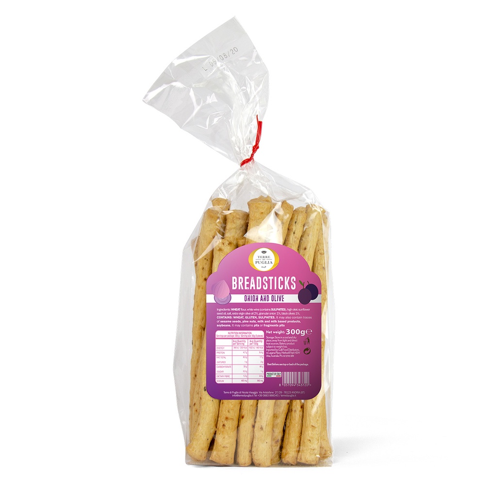 Terre Di Puglia- Tarallo Grissini Onion & Olive 14 x 300g