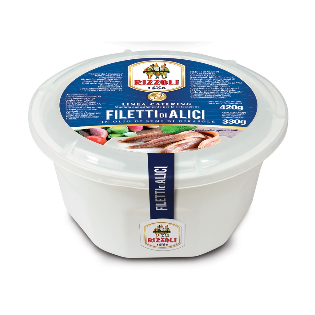 RIZZOLI 183 anchovy fillets in sunflower oil 6x420g [B]