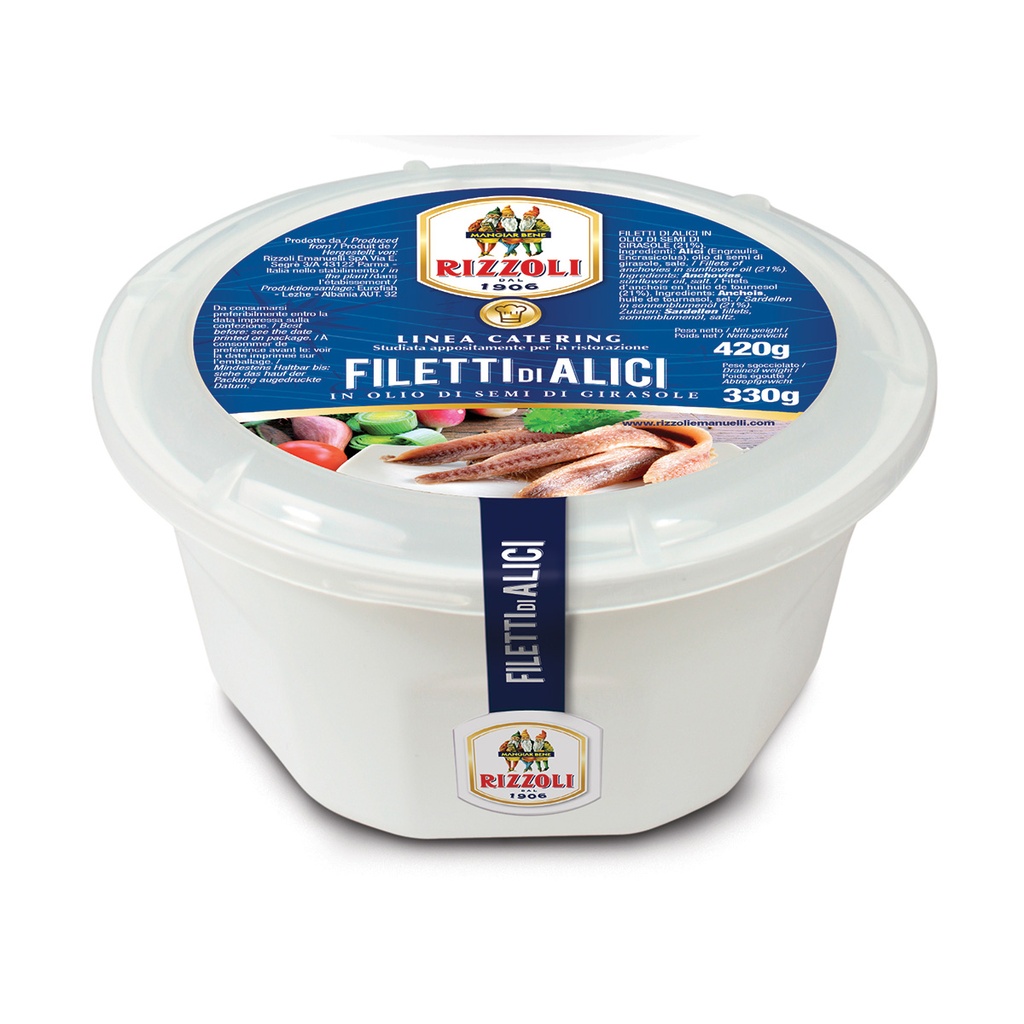 Rizzoli- Anchovy Fillets In Sunflower Oil 6x420g