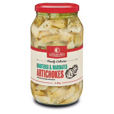 sandhurst QUARTER MARINATED ARTICHOKES 1.9kg [U]