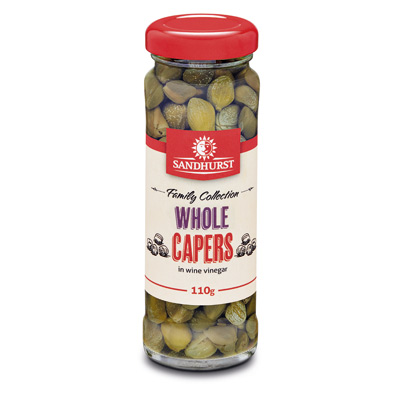 Sandhurst- Whole Capers Vinegar 12 x 110g (CAP110)