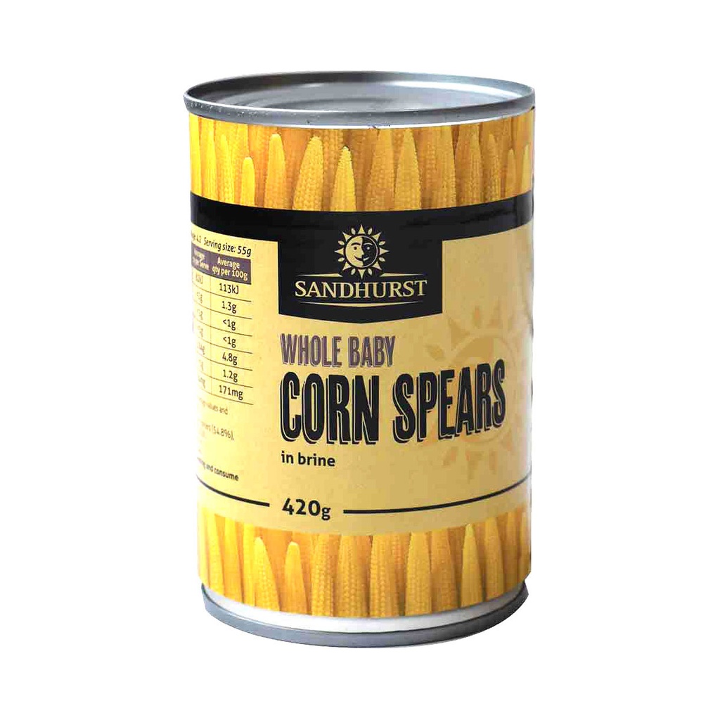 sandhurst baby corn spears 24 x 425g (CORNBWH420) [B]