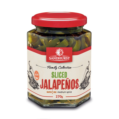 Sandhurst- Sliced Jalapeno Peppers 6 x 270g (JAL270)