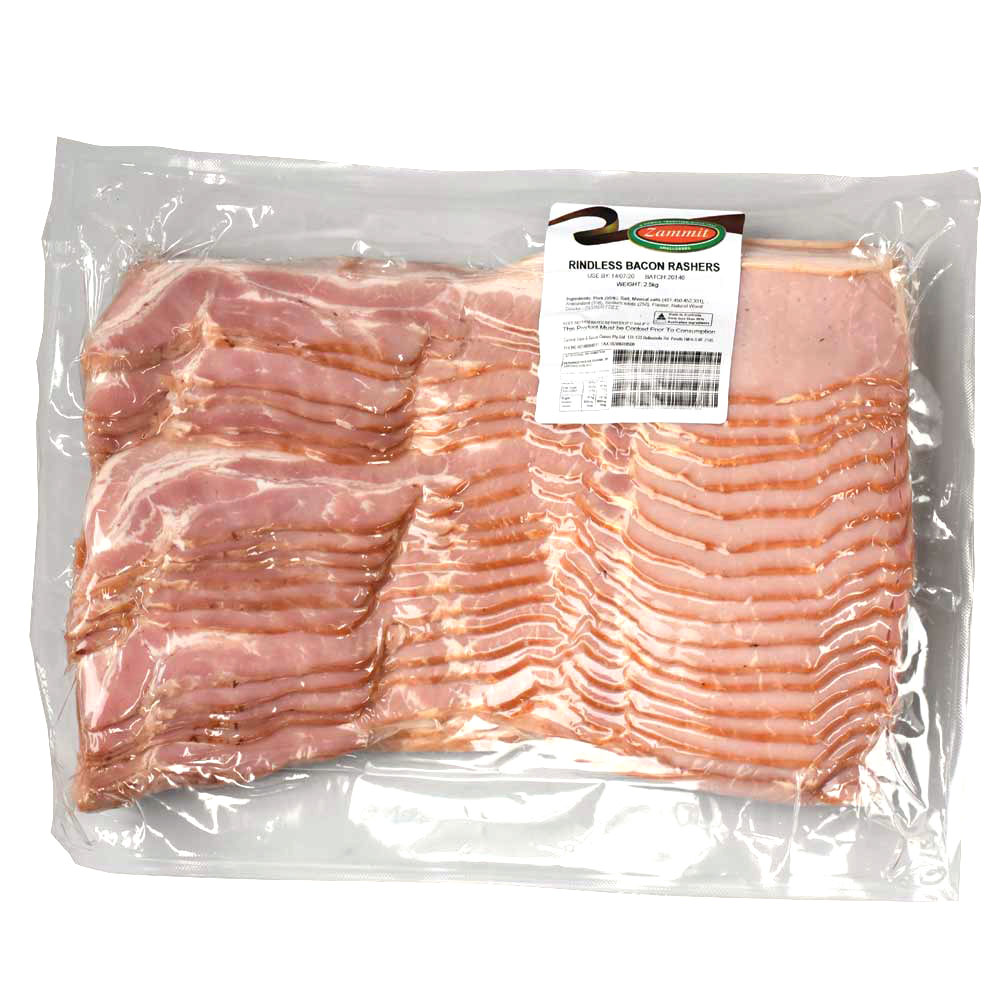 zammit bacon rindless (cryovac) 2.5kg (6) [U]