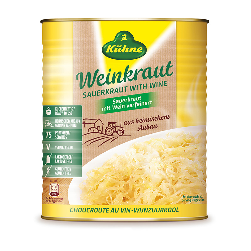 kuhne 51160 sauerkraut w wine 9700g [U]