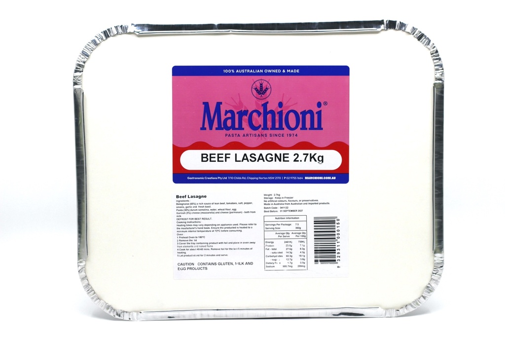 Marchioni- Lasagne Beef 5 x 2.7kg*