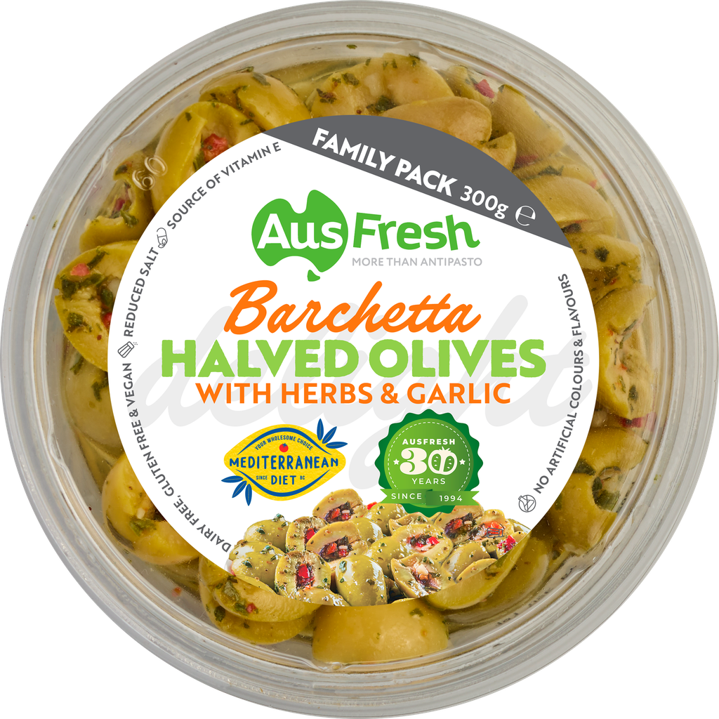 Ausfresh- Barchetta Split Green Olives 6 x 300g (890174)