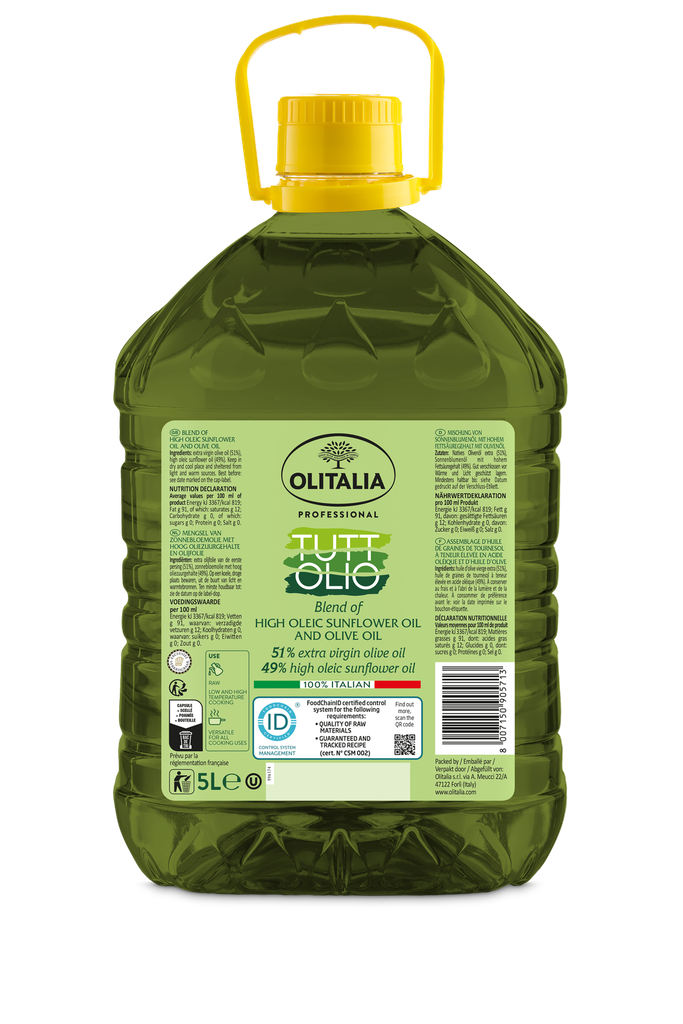 Olitalia- Tuttolio Blend 51% Extra Virgin Olive Oil/49% Sunflower Oil 5L Pet