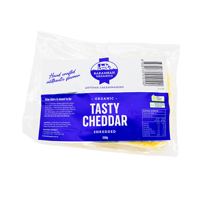 Barambah Organics- Dumaresq River Cheddar Shredded 250g x 12