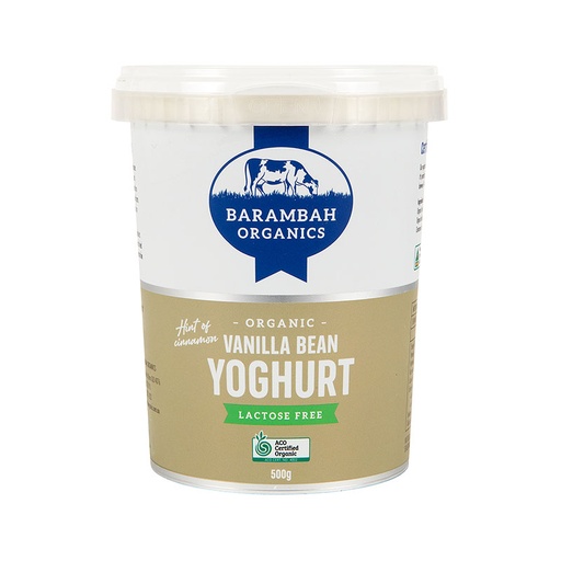 Barambah Organics- Yoghurt Vanilla Bean & Cinnamon 500g x 6