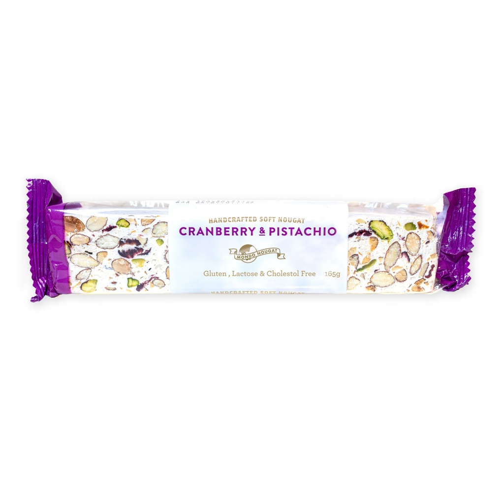 Mondo Nougat- Cranberry & Pistachio Nougat 165g x 12 Bars