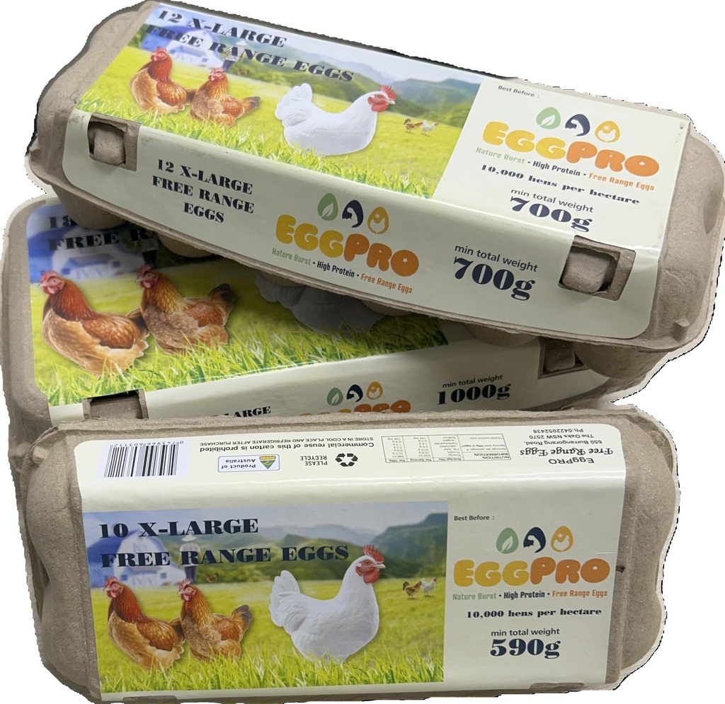 Eggpro- White Free Range XL Eggs 12 Retail Packs Of 12 (W12)
