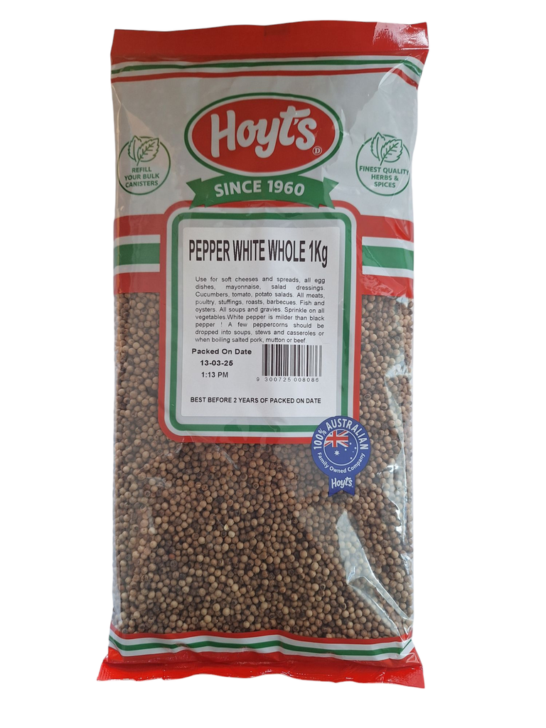 Hoyts- Pepper White Whole 1kg