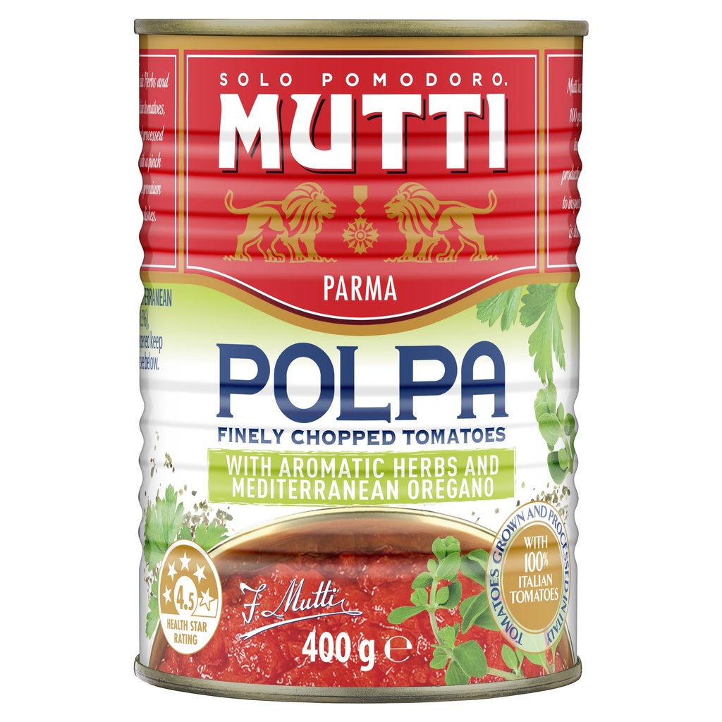 Mutti- Polpa Aromatic Herbs & Mediterranean Oregano 12 x 400g