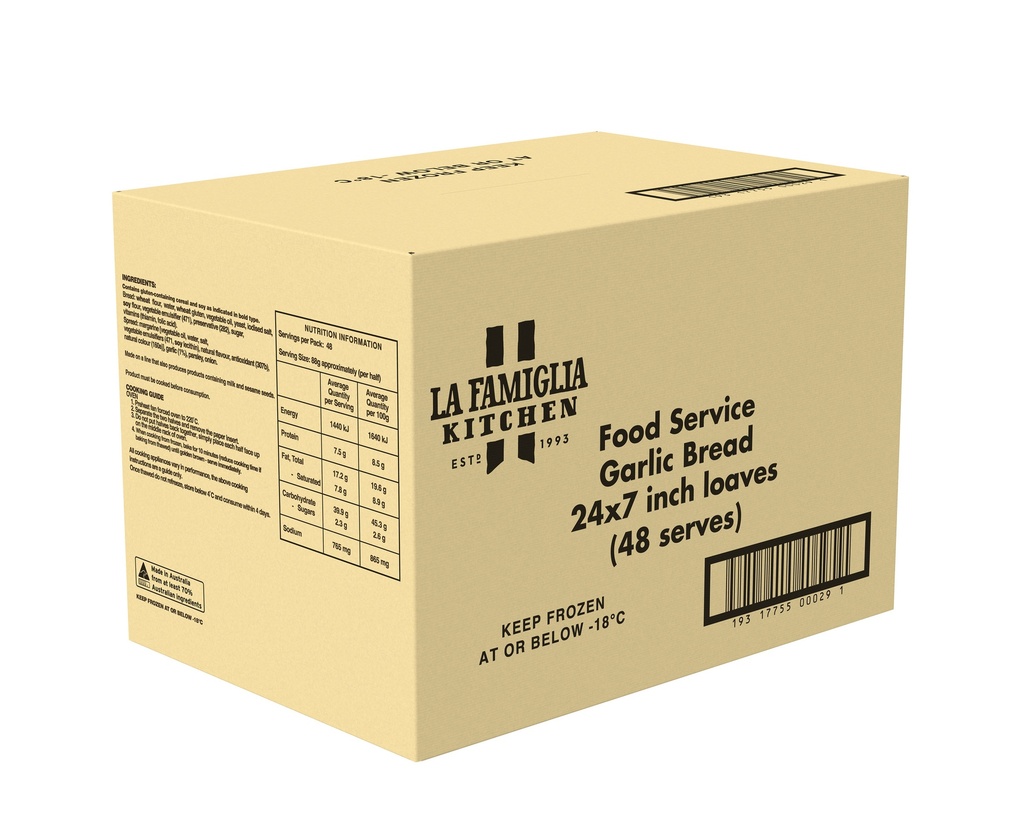 La Famiglia Garlic Bread Loaves 7 inch x 48