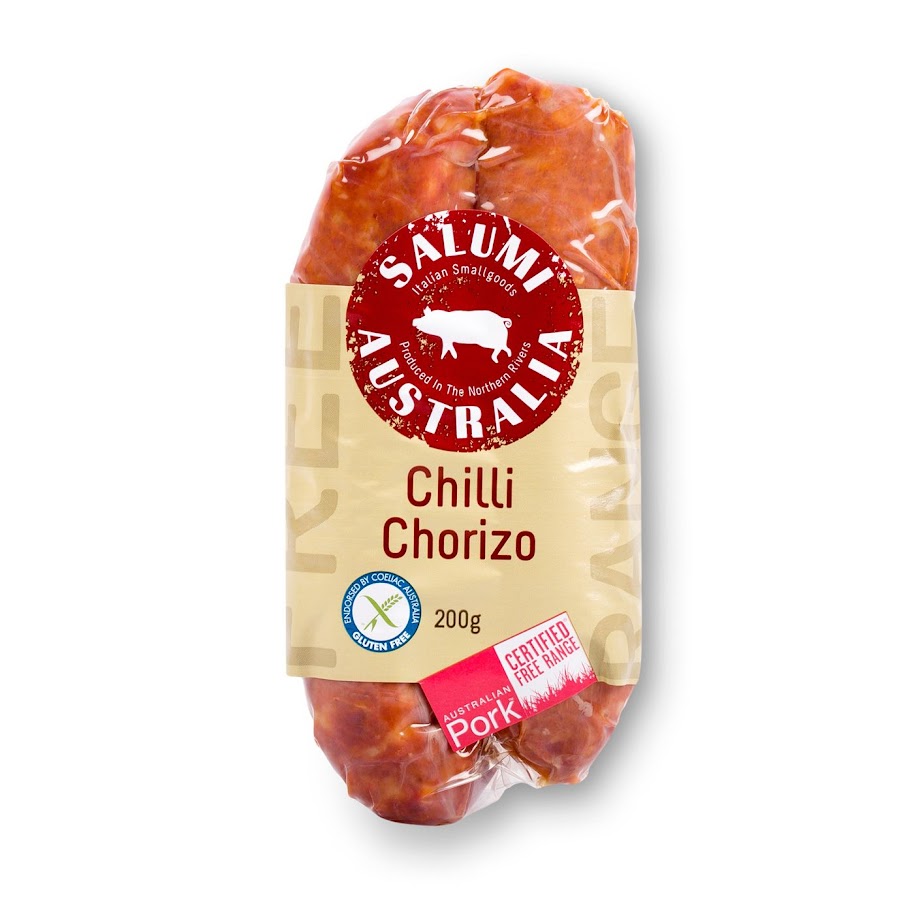 Salumi- Chilli Chorizo Free Range Twin 200g x 10