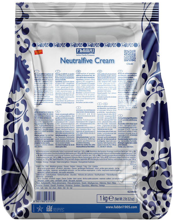 Fabbri Gelato SIMPLE Neutral Five Cream Bag 1kg (9234601-H20)