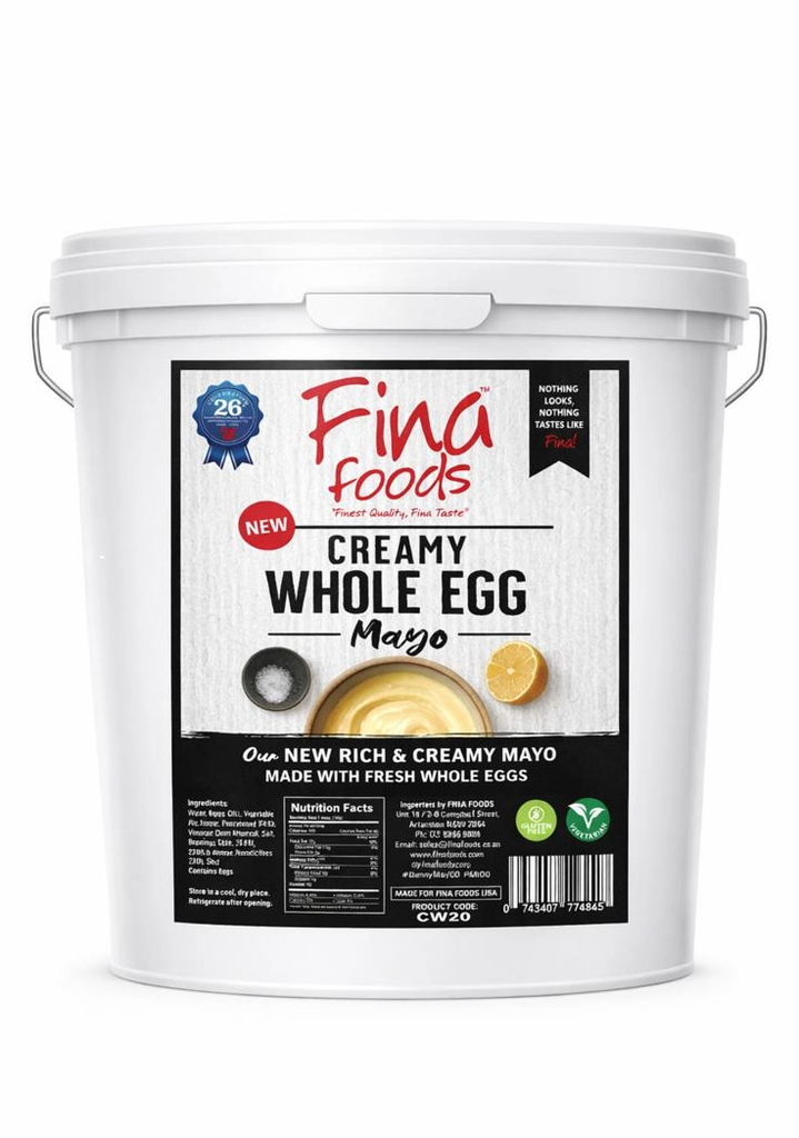Fina Foods Creamy Whole Egg Mayonnaise 20lt