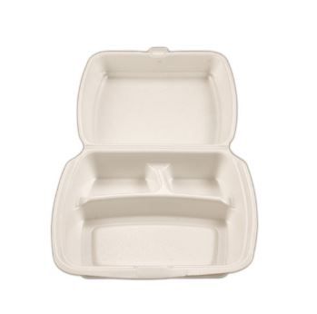 Sugarcane 3 Compartment White Fibre Dinner Pack x 200