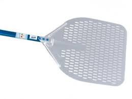 ALUMINIUM RECTANGULAR PERFORATED PIZZA PEEL 33X33CM - 120CM HANDLE