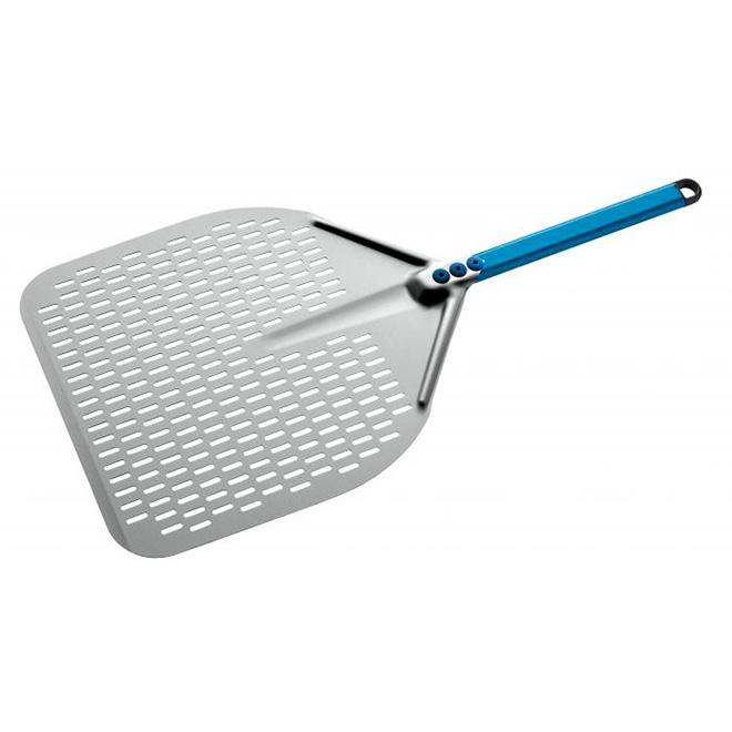 ALUMINIUM RECTANGULAR PERFORATED PIZZA PEEL 33X33CM - 30CM HANDLE