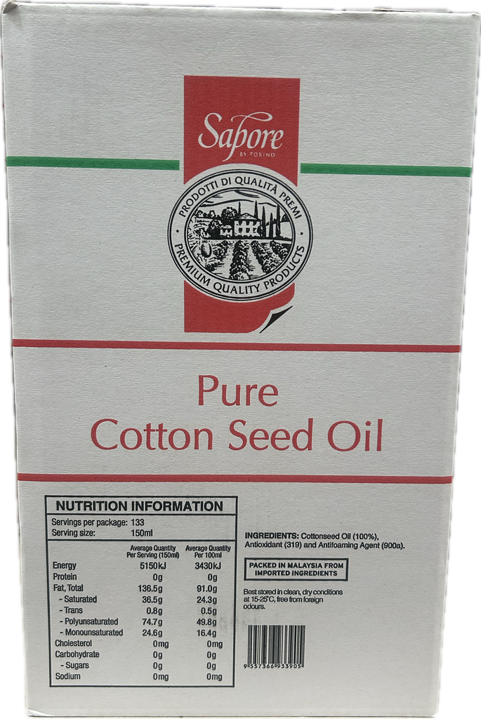 Sapore- Pure Cottonseed Oil 20Lt (No Bung)