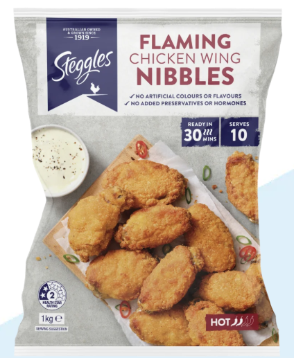 Steggles Flaming Chicken Wings [6x1kg] 6kg