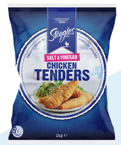Steggles Salt & Vinegar Chicken Tenders [6x1kg] 6kg