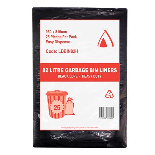 Garbage Bags Black Heavy Duty 82lt x25