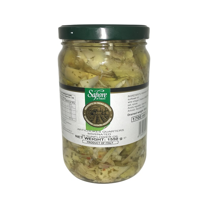 Sapore- Italian Marinated Artichoke Qtrs In Oil 1550g N/W