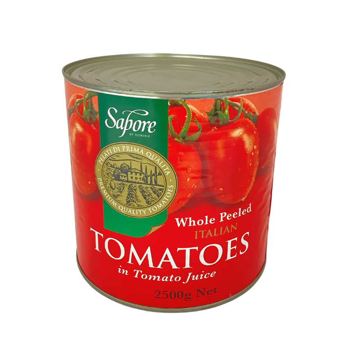 SAPORE WHOLE ITALIAN PEELED TOMATOES 2500GM x 6 [B]