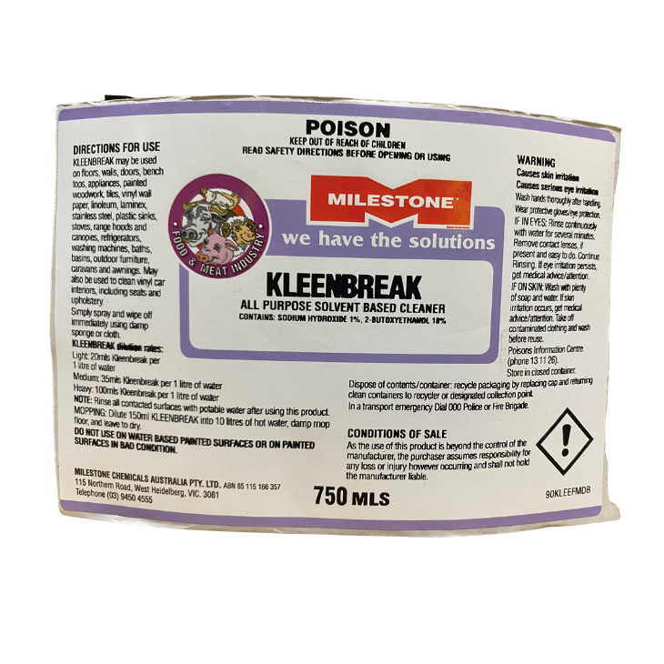 Kleenbreak Bottle Label