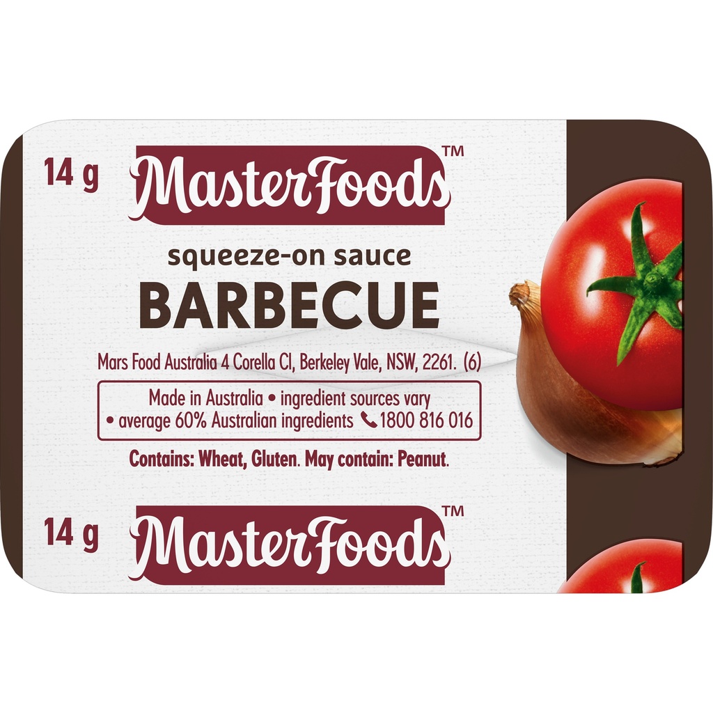Masterfoods- Portion Control Squeeze On Barbeque Sauce 100x14G