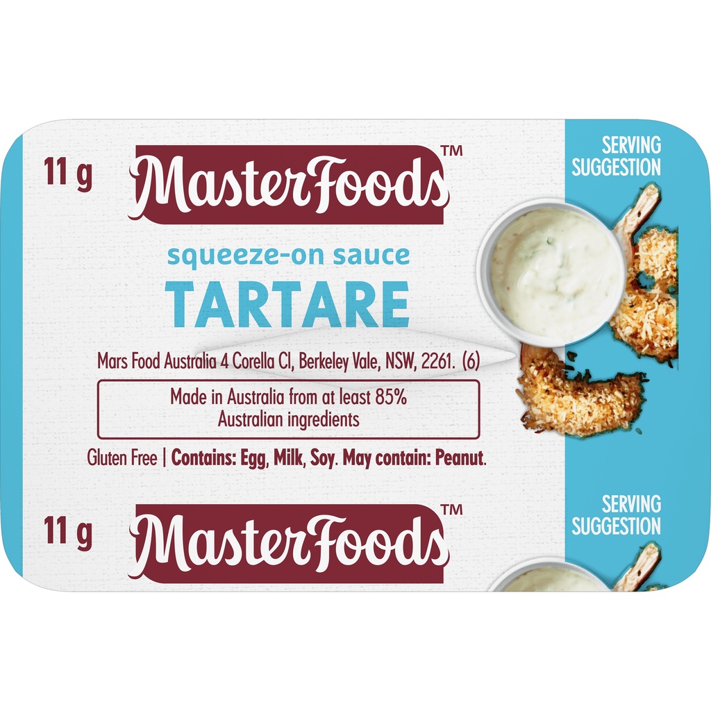 Masterfoods Portion Control Squeeze On Tartare Sauce 100x11gm