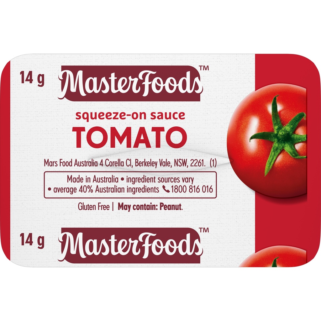 Masterfoods- Portion Control Squeeze On Tomato Sauce 100x14G