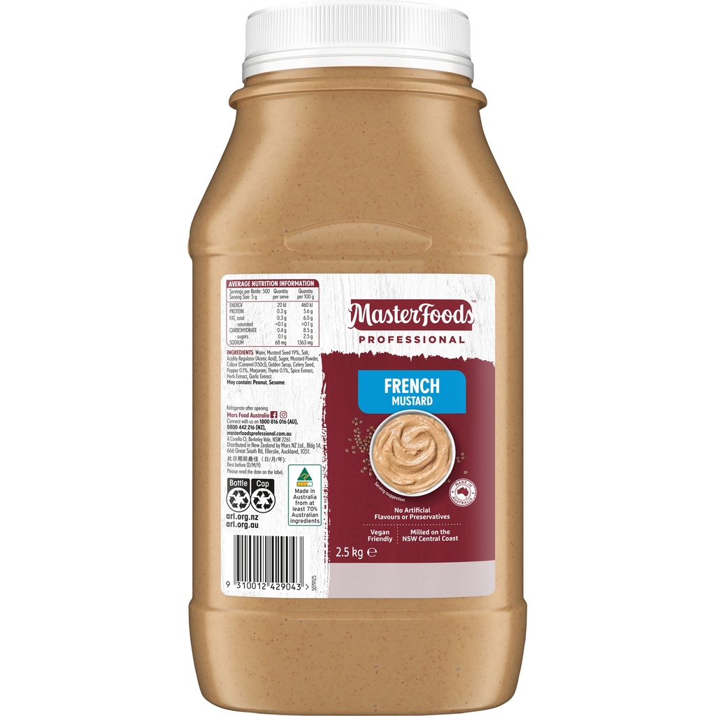 MasterFoods Professional French Mustard 2.5kg