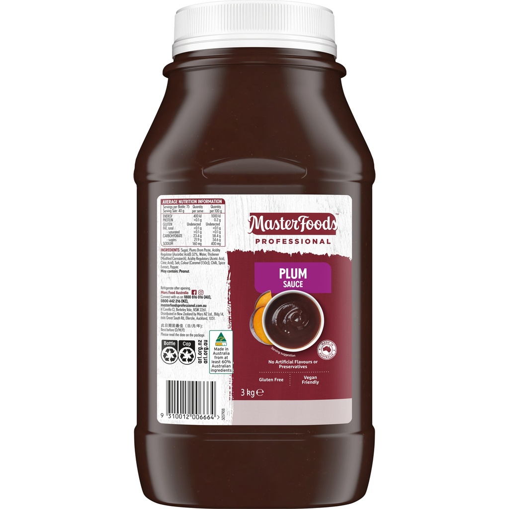 Masterfoods- Professional Gluten Free Plum Sauce 3kg